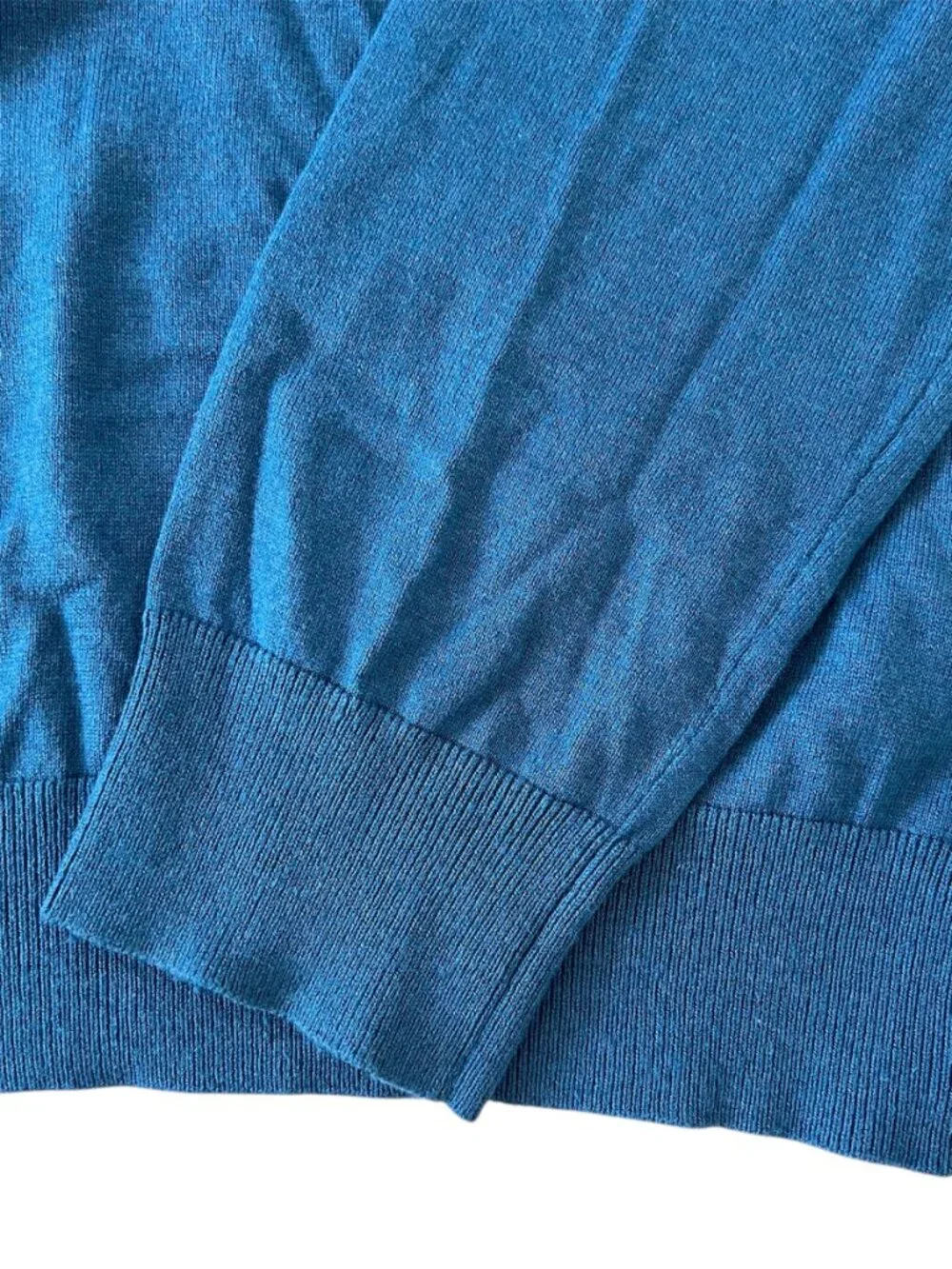 Banana Republic Silk Cotton Cashmere Blend V-Neck Sweater Turquoise Blue Large